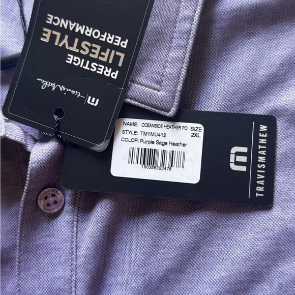 Travis Mathew Golf Polo Shirt Mens XXL Purple NWT The Oceanside Heather Polo - Picture 4 of 8